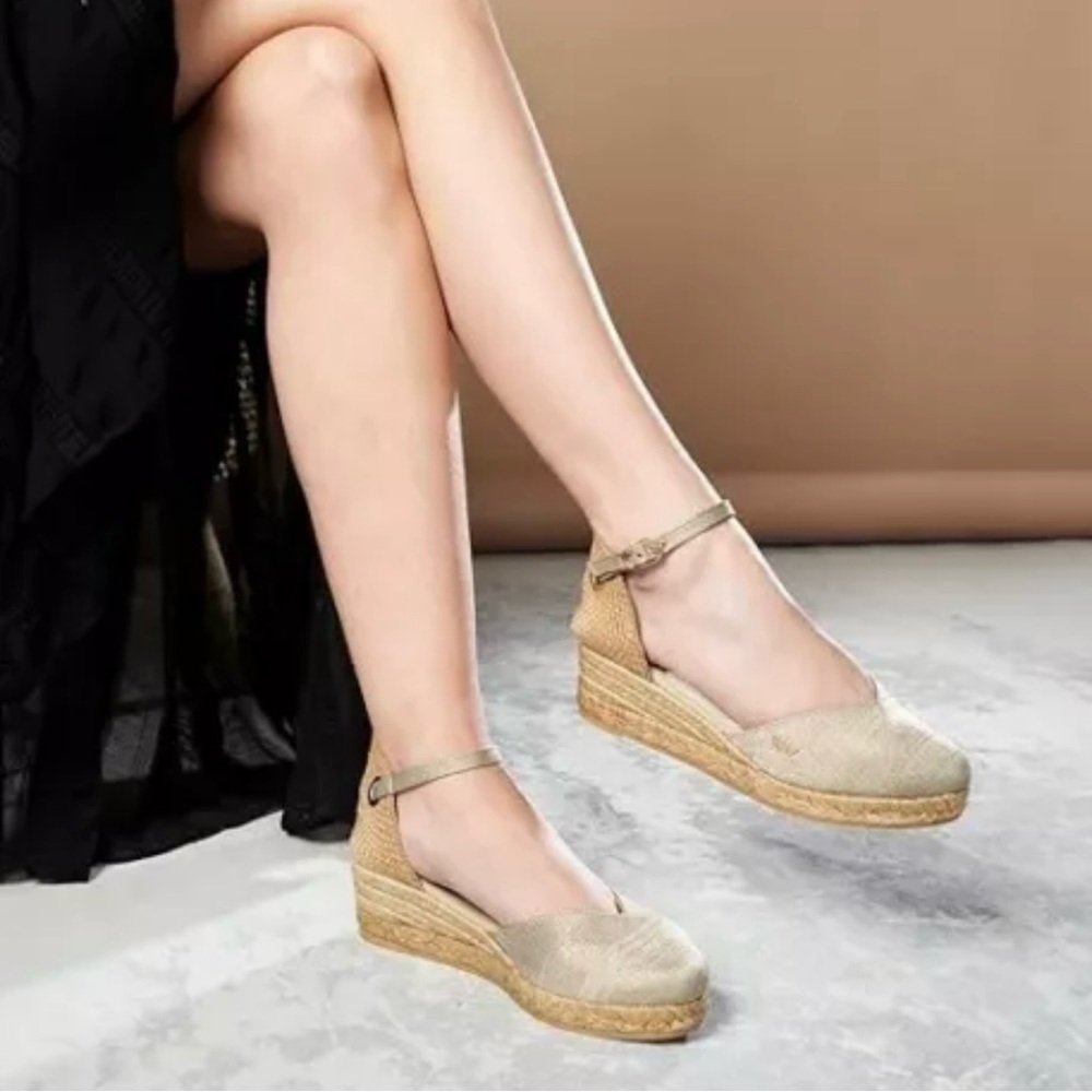 Elegant Cream Espadrilles with Ankle Strap